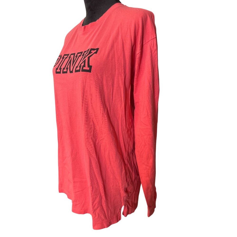 Pink Victorias Secret Long Sleeve T-Shirt Womens L Lightweight Cotton Casual - Picture 2 of 5
